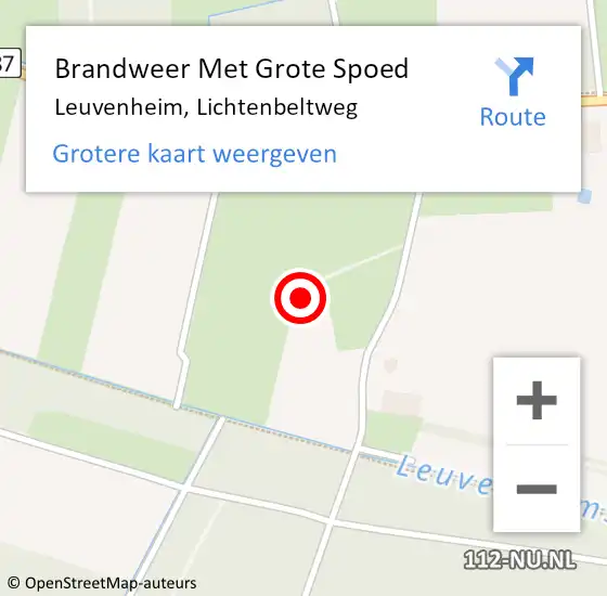 Locatie op kaart van de 112 melding: Brandweer Met Grote Spoed Naar Leuvenheim, Lichtenbeltweg op 3 oktober 2013 14:18