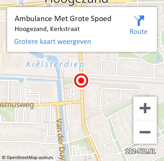 Locatie op kaart van de 112 melding: Ambulance Met Grote Spoed Naar Hoogezand, Kerkstraat op 3 oktober 2013 14:18