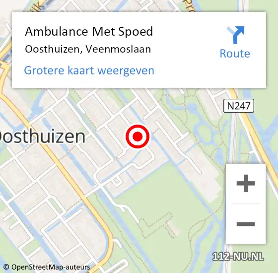 Locatie op kaart van de 112 melding: Ambulance Met Spoed Naar Oosthuizen, Veenmoslaan op 11 januari 2021 13:40