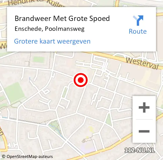 Locatie op kaart van de 112 melding: Brandweer Met Grote Spoed Naar Enschede, Poolmansweg op 11 januari 2021 13:49