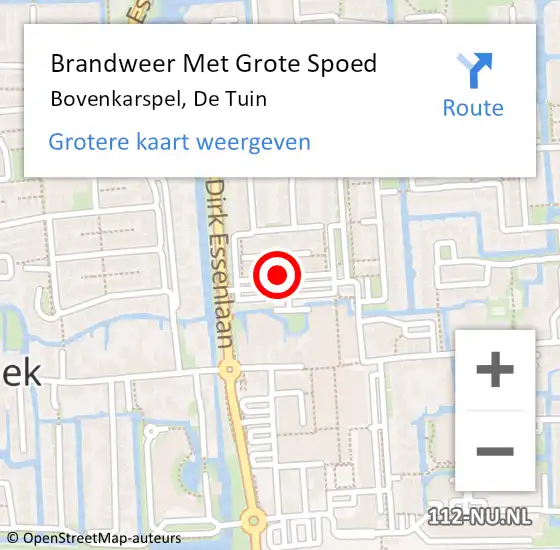 Locatie op kaart van de 112 melding: Brandweer Met Grote Spoed Naar Bovenkarspel, De Tuin op 11 januari 2021 13:51