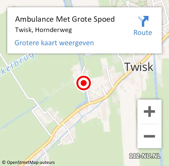 Locatie op kaart van de 112 melding: Ambulance Met Grote Spoed Naar Twisk, Hornderweg op 11 januari 2021 14:45