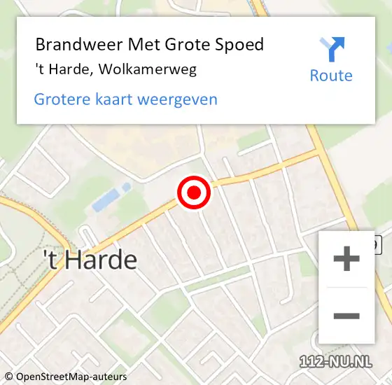 Locatie op kaart van de 112 melding: Brandweer Met Grote Spoed Naar 't Harde, Wolkamerweg op 11 januari 2021 14:58