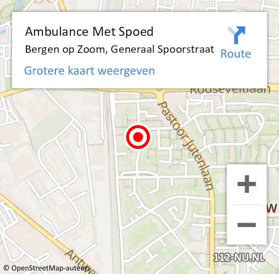Locatie op kaart van de 112 melding: Ambulance Met Spoed Naar Bergen op Zoom, Generaal Spoorstraat op 11 januari 2021 15:13