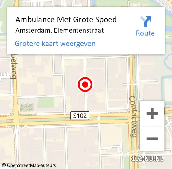 Locatie op kaart van de 112 melding: Ambulance Met Grote Spoed Naar Amsterdam, Elementenstraat op 11 januari 2021 15:39