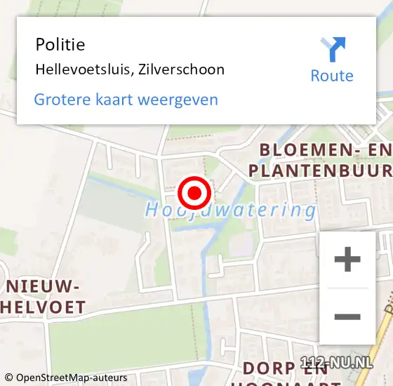 Locatie op kaart van de 112 melding: Politie Hellevoetsluis, Zilverschoon op 11 januari 2021 15:56