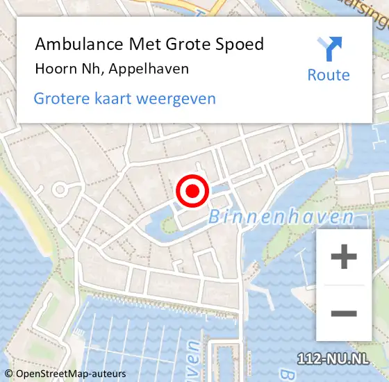 Locatie op kaart van de 112 melding: Ambulance Met Grote Spoed Naar Hoorn Nh, Appelhaven op 11 januari 2021 17:06