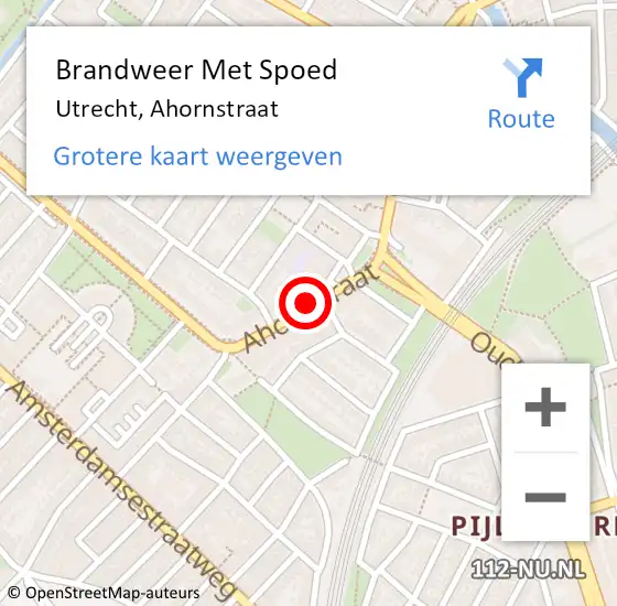 Locatie op kaart van de 112 melding: Brandweer Met Spoed Naar Utrecht, Ahornstraat op 11 januari 2021 17:35