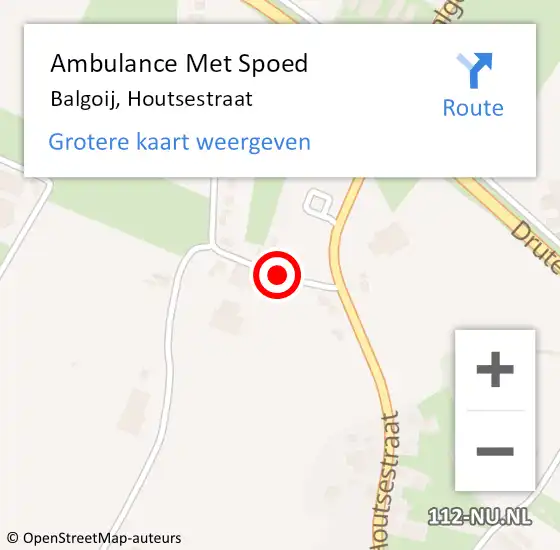 Locatie op kaart van de 112 melding: Ambulance Met Spoed Naar Balgoij, Houtsestraat op 11 januari 2021 18:42
