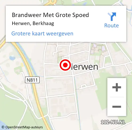 Locatie op kaart van de 112 melding: Brandweer Met Grote Spoed Naar Herwen, Berkhaag op 11 januari 2021 18:54