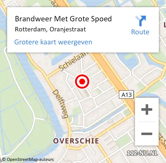 Locatie op kaart van de 112 melding: Brandweer Met Grote Spoed Naar Rotterdam, Oranjestraat op 11 januari 2021 19:00