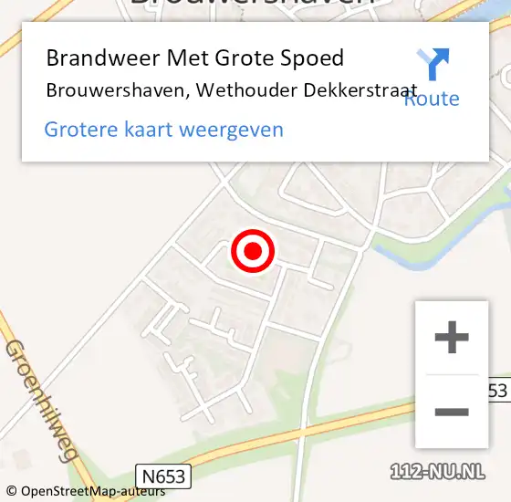 Locatie op kaart van de 112 melding: Brandweer Met Grote Spoed Naar Brouwershaven, Wethouder Dekkerstraat op 11 januari 2021 19:07