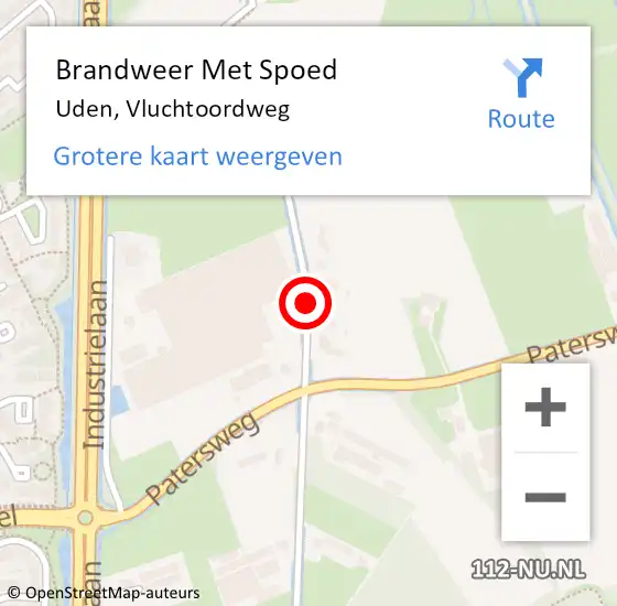 Locatie op kaart van de 112 melding: Brandweer Met Spoed Naar Uden, Vluchtoordweg op 11 januari 2021 19:44