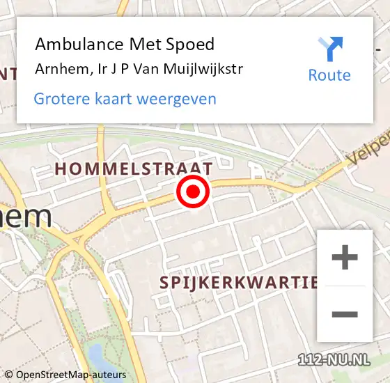 Locatie op kaart van de 112 melding: Ambulance Met Spoed Naar Arnhem, Ir J P Van Muijlwijkstr op 11 januari 2021 20:38