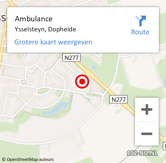 Locatie op kaart van de 112 melding: Ambulance Ysselsteyn, Dopheide op 30 mei 2014 13:04