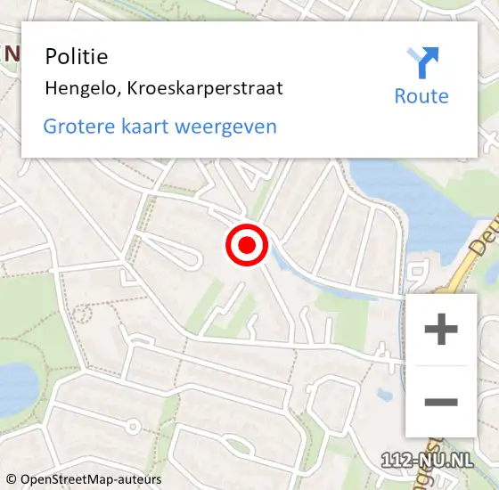 Locatie op kaart van de 112 melding: Politie Hengelo, Kroeskarperstraat op 11 januari 2021 23:30