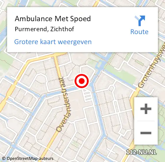 Locatie op kaart van de 112 melding: Ambulance Met Spoed Naar Purmerend, Zichthof op 11 januari 2021 23:46