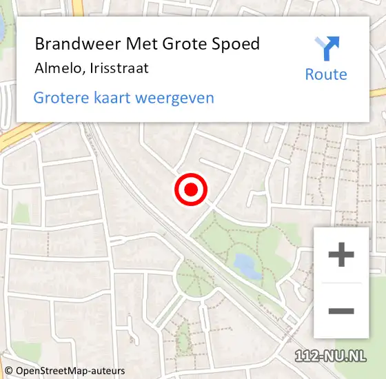 Locatie op kaart van de 112 melding: Brandweer Met Grote Spoed Naar Almelo, Irisstraat op 12 januari 2021 02:53