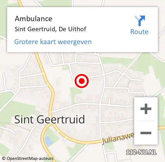 Locatie op kaart van de 112 melding: Ambulance Sint Geertruid, De Uithof op 30 mei 2014 13:20