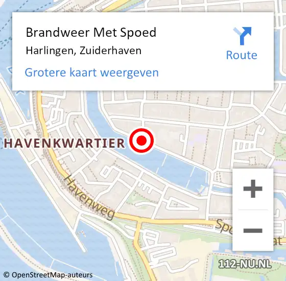 Locatie op kaart van de 112 melding: Brandweer Met Spoed Naar Harlingen, Zuiderhaven op 12 januari 2021 06:10
