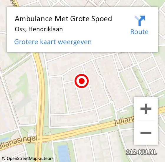 Locatie op kaart van de 112 melding: Ambulance Met Grote Spoed Naar Oss, Hendriklaan op 30 mei 2014 13:25