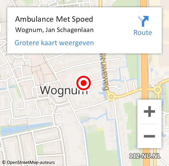 Locatie op kaart van de 112 melding: Ambulance Met Spoed Naar Wognum, Jan Schagenlaan op 12 januari 2021 07:11