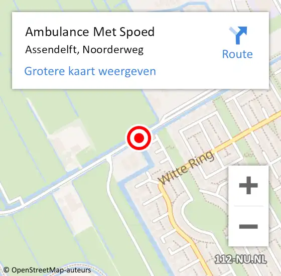 Locatie op kaart van de 112 melding: Ambulance Met Spoed Naar Assendelft, Noorderweg op 12 januari 2021 08:31