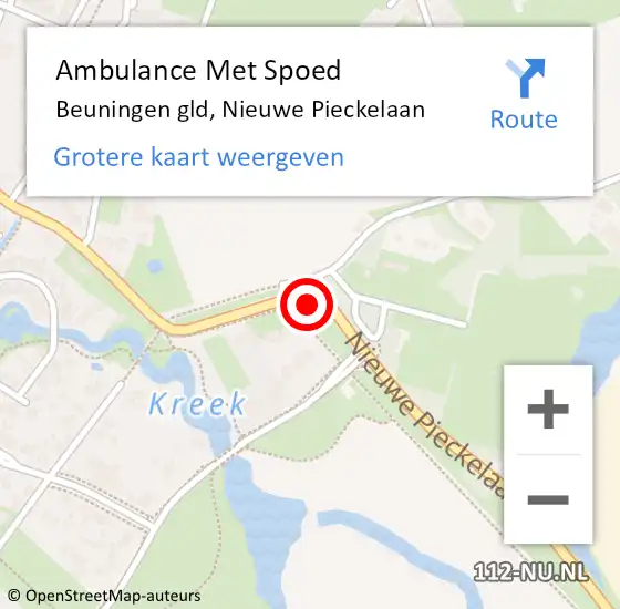 Locatie op kaart van de 112 melding: Ambulance Met Spoed Naar Beuningen gld, Nieuwe Pieckelaan op 12 januari 2021 08:46