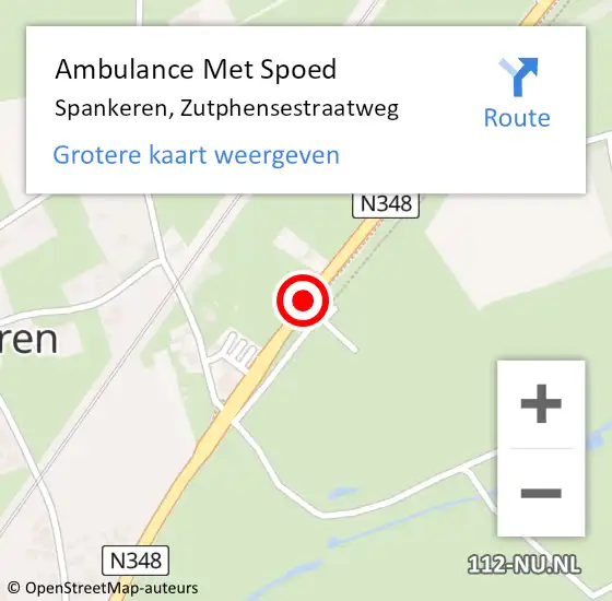 Locatie op kaart van de 112 melding: Ambulance Met Spoed Naar Spankeren, Zutphensestraatweg op 12 januari 2021 10:24