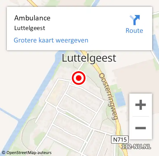 Locatie op kaart van de 112 melding: Ambulance Luttelgeest op 12 januari 2021 11:09