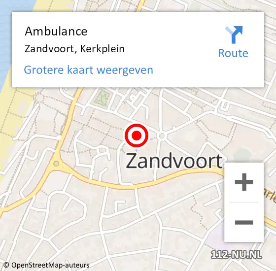 Locatie op kaart van de 112 melding: Ambulance Zandvoort, Kerkplein op 12 januari 2021 12:04