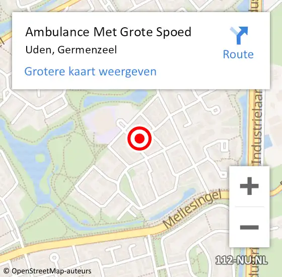 Locatie op kaart van de 112 melding: Ambulance Met Grote Spoed Naar Uden, Germenzeel op 12 januari 2021 12:36