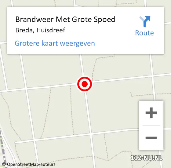 Locatie op kaart van de 112 melding: Brandweer Met Grote Spoed Naar Breda, Huisdreef op 12 januari 2021 12:52