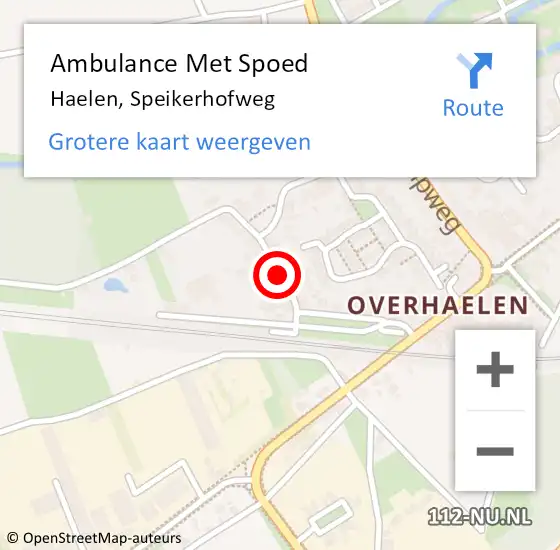 Locatie op kaart van de 112 melding: Ambulance Met Spoed Naar Haelen, Speikerhofweg op 12 januari 2021 12:58