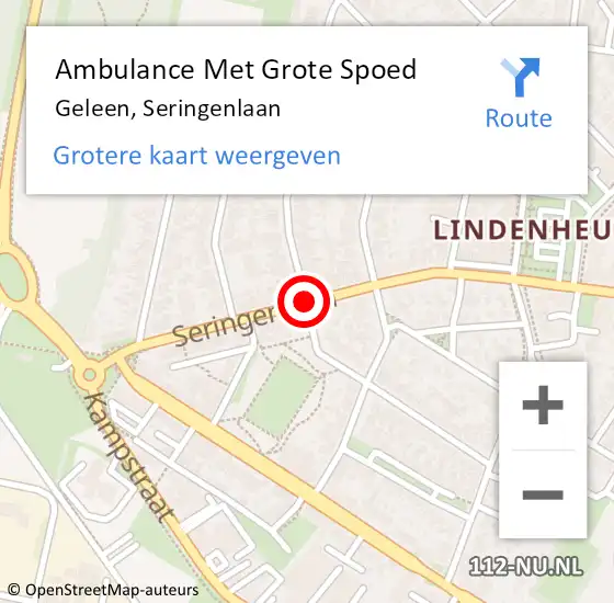 Locatie op kaart van de 112 melding: Ambulance Met Grote Spoed Naar Geleen, Seringenlaan op 12 januari 2021 13:29