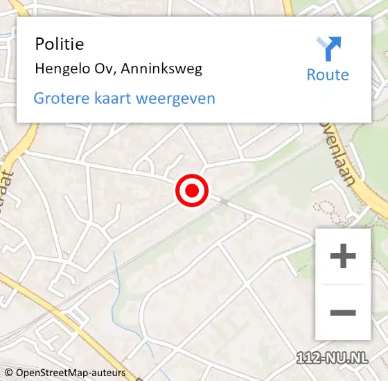 Locatie op kaart van de 112 melding: Politie Hengelo, Anninksweg op 12 januari 2021 13:42