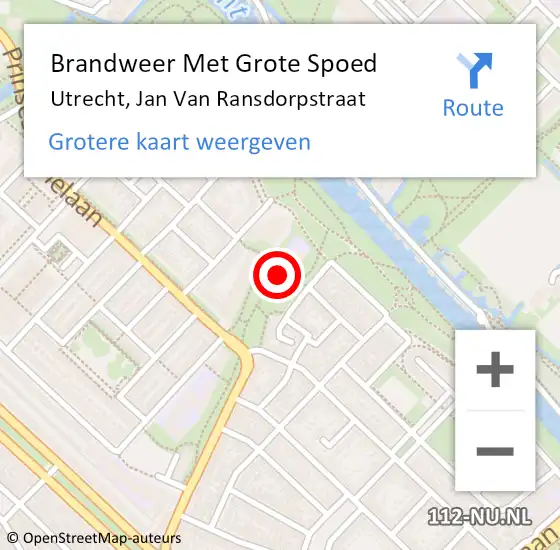 Locatie op kaart van de 112 melding: Brandweer Met Grote Spoed Naar Utrecht, Jan Van Ransdorpstraat op 12 januari 2021 14:00