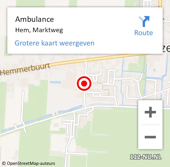 Locatie op kaart van de 112 melding: Ambulance Hem, Marktweg op 12 januari 2021 14:37