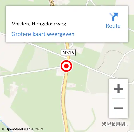 Locatie op kaart van de 112 melding:  Vorden, Hengeloseweg op 12 januari 2021 15:08