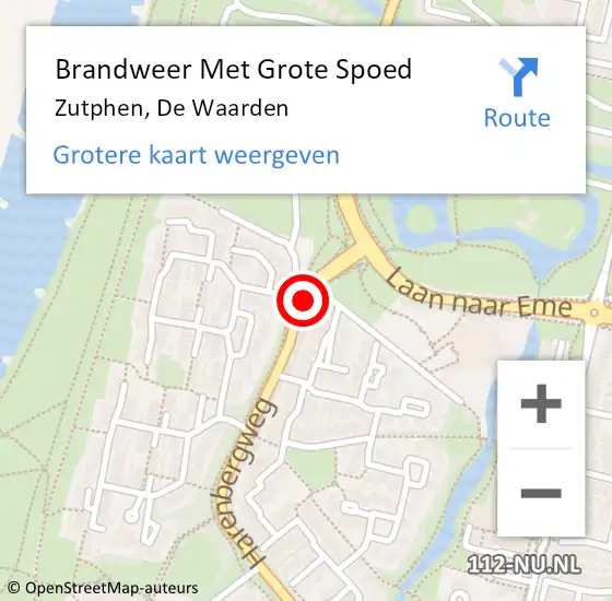 Locatie op kaart van de 112 melding: Brandweer Met Grote Spoed Naar Zutphen, De Waarden op 12 januari 2021 17:52