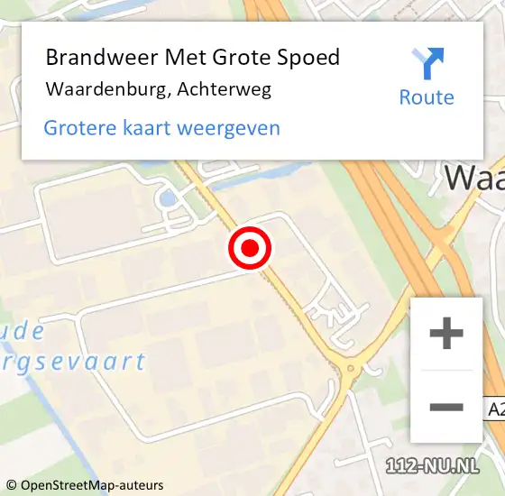 Locatie op kaart van de 112 melding: Brandweer Met Grote Spoed Naar Waardenburg, Achterweg op 12 januari 2021 18:25