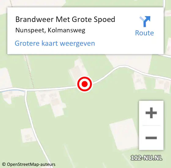 Locatie op kaart van de 112 melding: Brandweer Met Grote Spoed Naar Nunspeet, Kolmansweg op 12 januari 2021 18:27