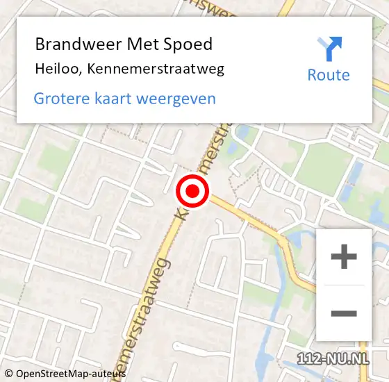 Locatie op kaart van de 112 melding: Brandweer Met Spoed Naar Heiloo, Kennemerstraatweg op 12 januari 2021 19:28