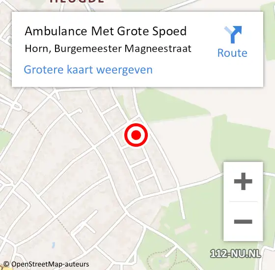 Locatie op kaart van de 112 melding: Ambulance Met Grote Spoed Naar Horn, Burgemeester Magneestraat op 12 januari 2021 20:28