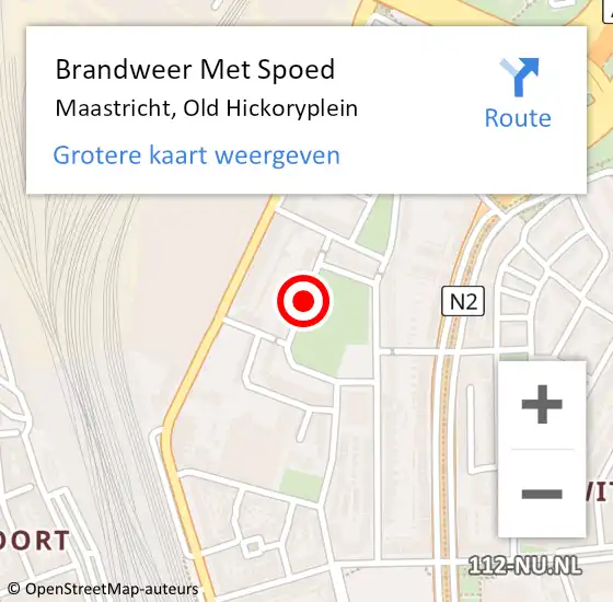 Locatie op kaart van de 112 melding: Brandweer Met Spoed Naar Maastricht, Old Hickoryplein op 12 januari 2021 21:27