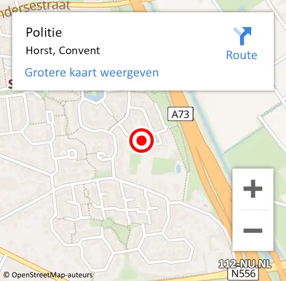 Locatie op kaart van de 112 melding: Politie Horst, Convent op 12 januari 2021 21:48