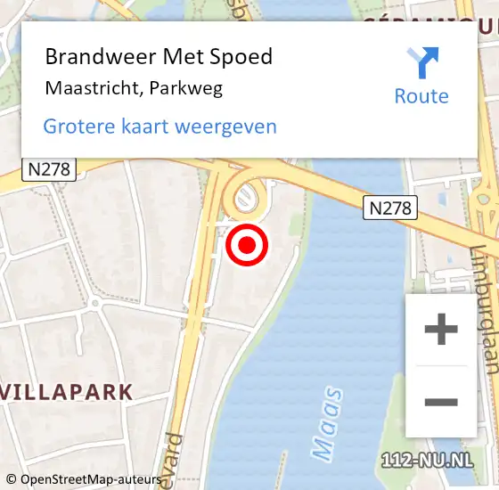 Locatie op kaart van de 112 melding: Brandweer Met Spoed Naar Maastricht, Parkweg op 12 januari 2021 23:03