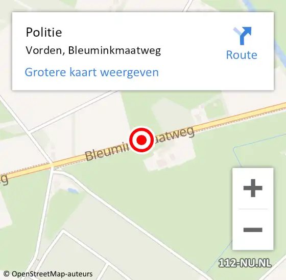 Locatie op kaart van de 112 melding: Politie Vorden, Bleuminkmaatweg op 12 januari 2021 23:17