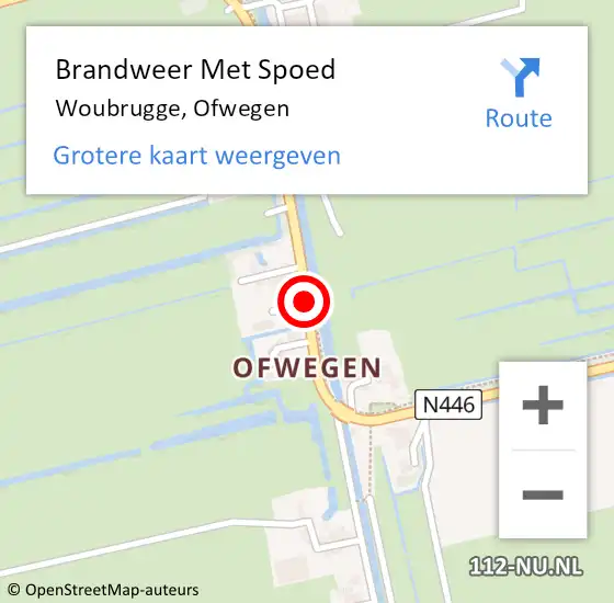 Locatie op kaart van de 112 melding: Brandweer Met Spoed Naar Woubrugge, Ofwegen op 30 mei 2014 14:36