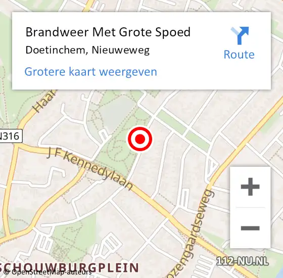 Locatie op kaart van de 112 melding: Brandweer Met Grote Spoed Naar Doetinchem, Nieuweweg op 13 januari 2021 01:20